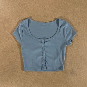 Light Blue Buttoned Front Top